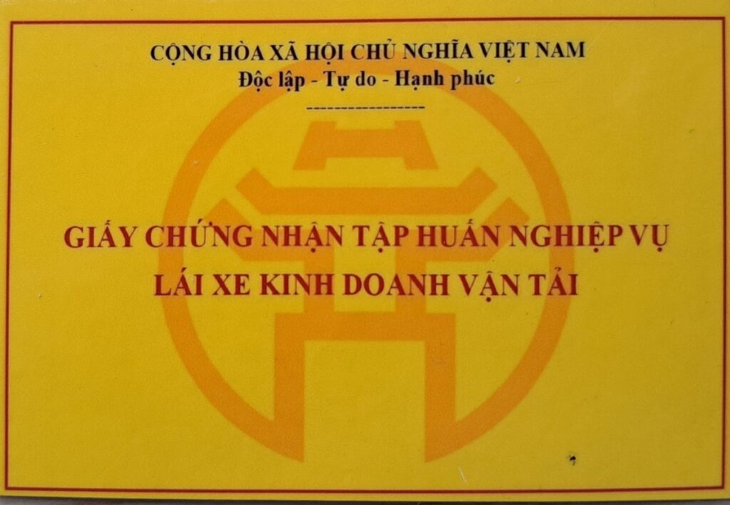 Chứng chỉ tập huấn nghiệp vụ lái xe kinh doanh vận tải