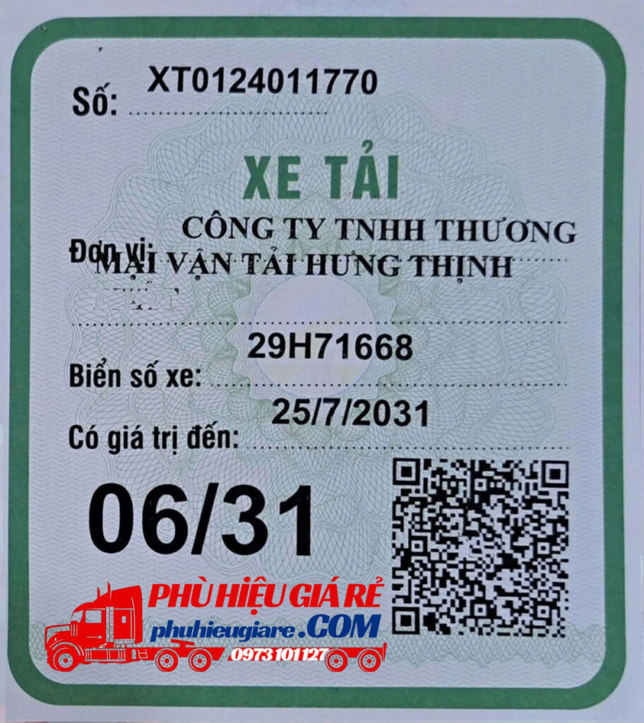 Phù hiệu xe tải 7 năm